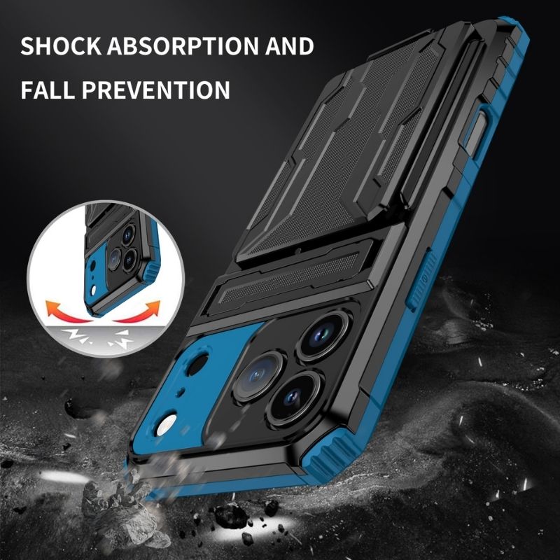 Shockproof Armor Case Plus Stand & Card Slot for Samsung and iPhone