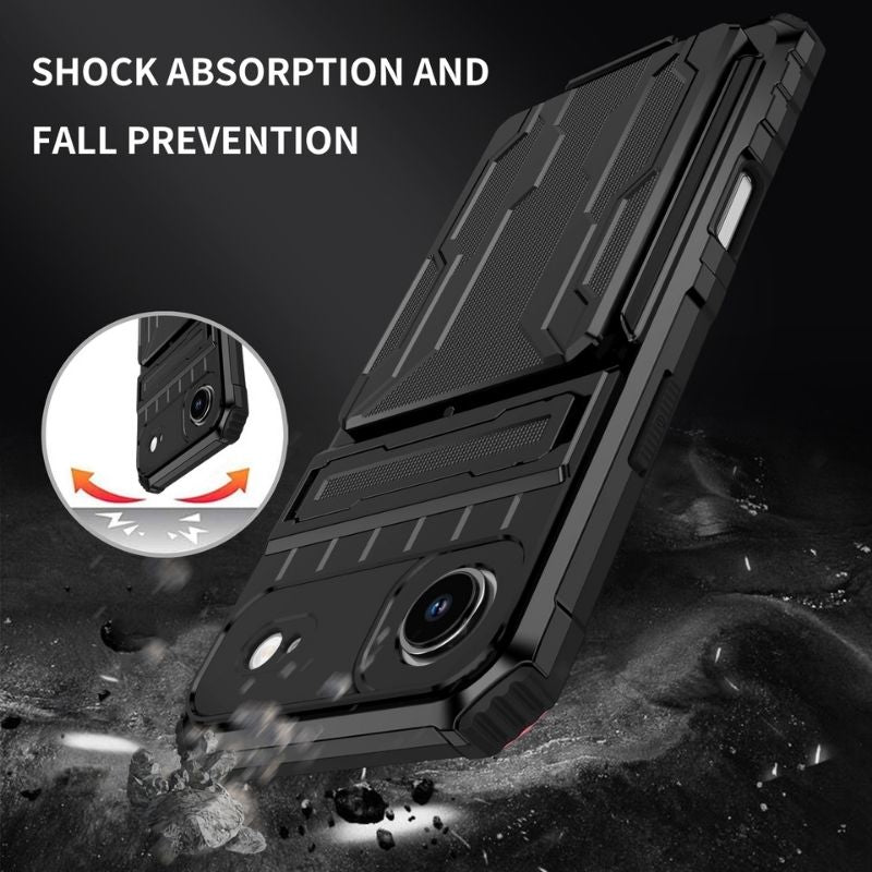 Shockproof Armor Case Plus Stand & Card Slot for Samsung and iPhone