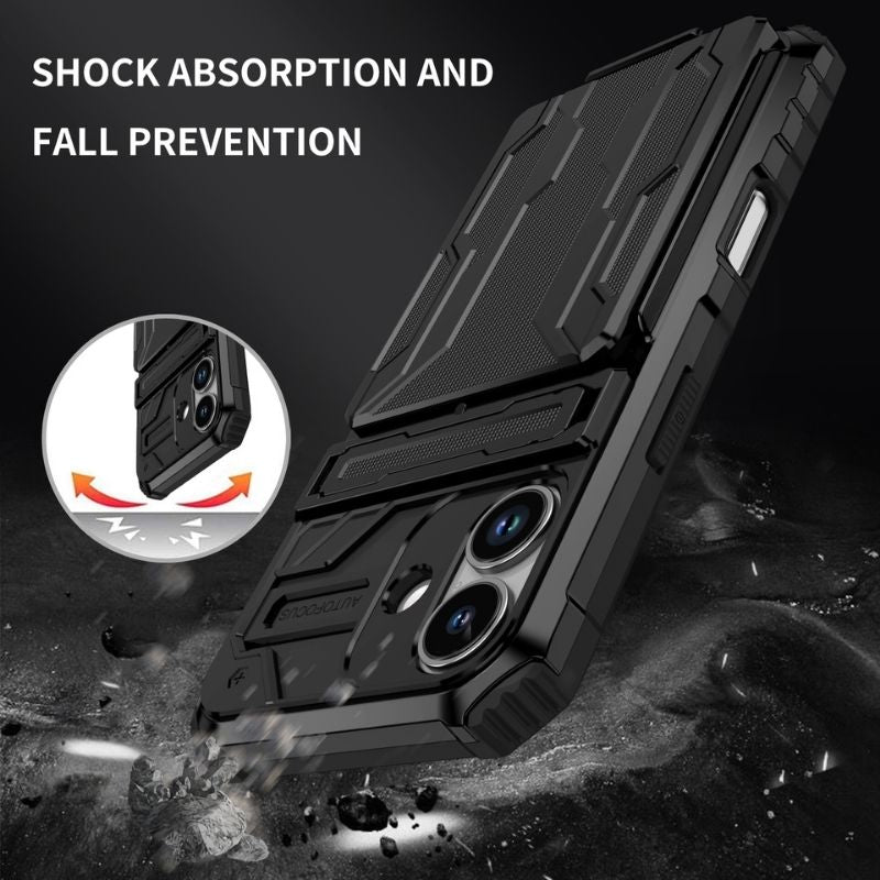 Shockproof Armor Case Plus Stand & Card Slot for Samsung and iPhone