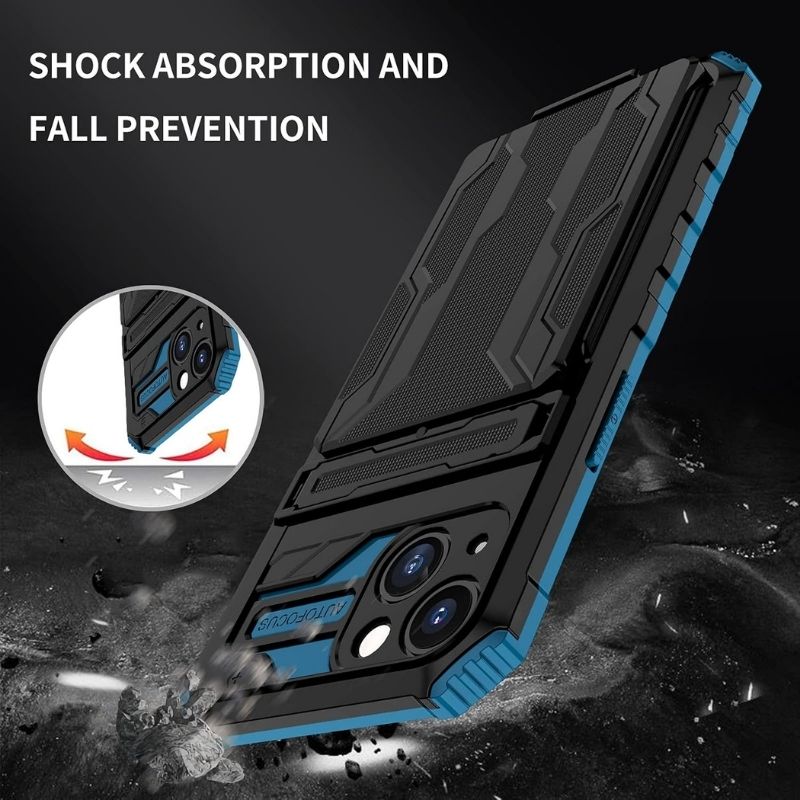 Shockproof Armor Case Plus Stand & Card Slot for Samsung and iPhone