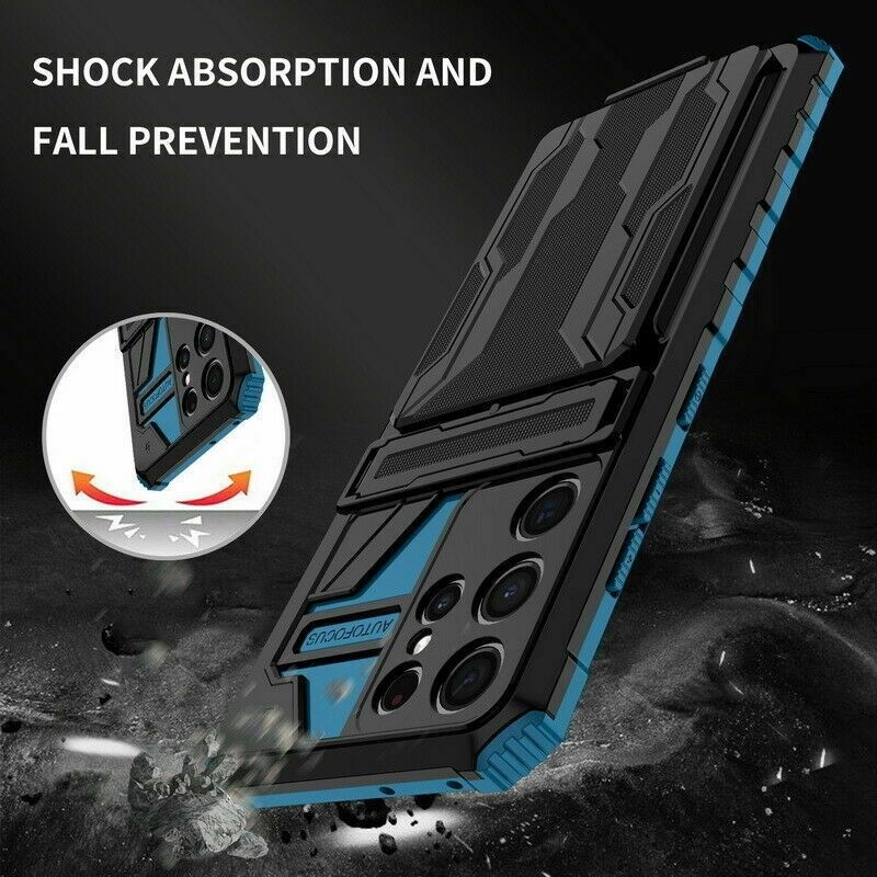 Shockproof Armor Case Plus Stand & Card Slot for Samsung and iPhone