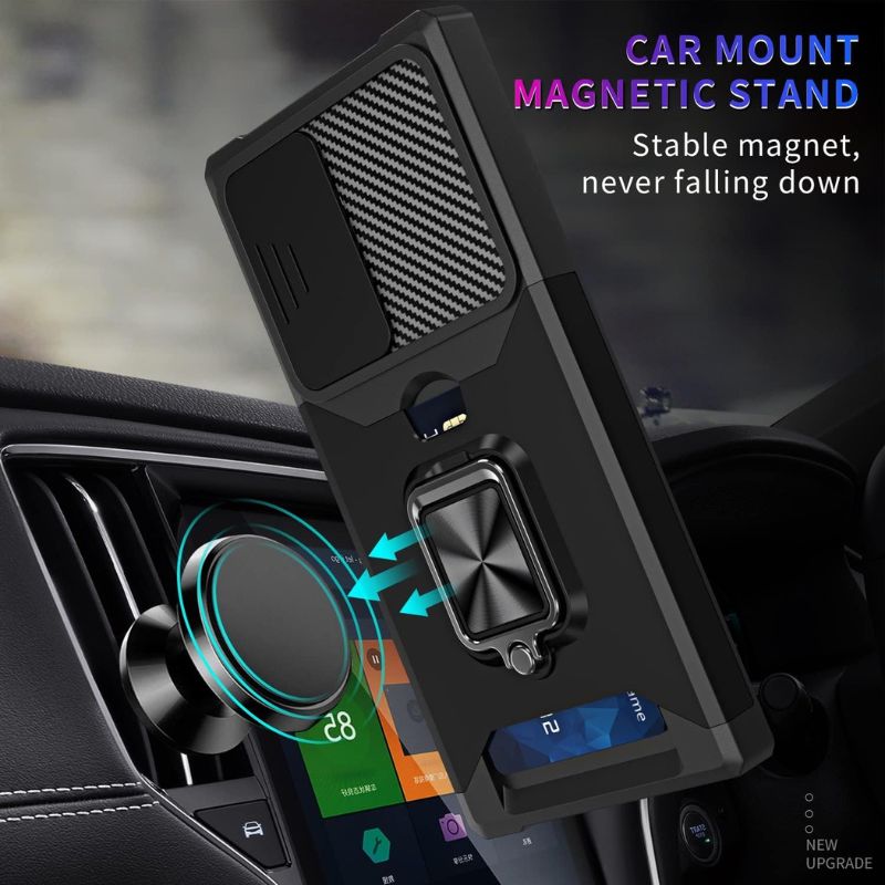 Shockproof Armor Case with Ring Stand, Camera Protection & Card Slot For Samsung and iPhone