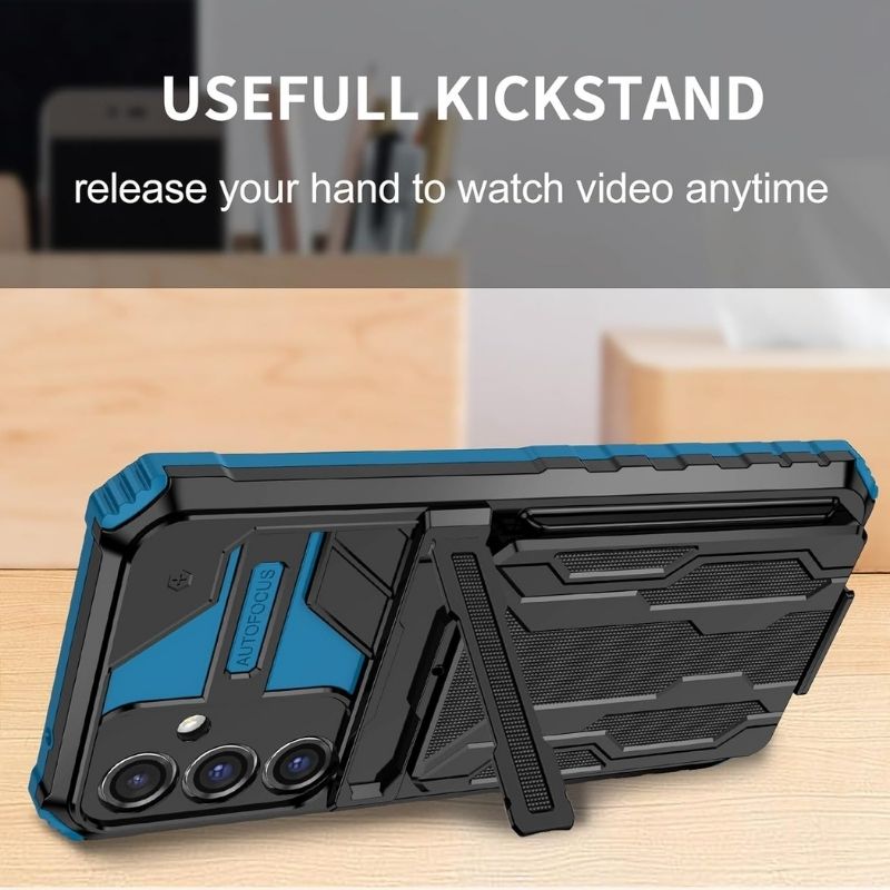 Shockproof Armor Case Plus Stand & Card Slot for Samsung and iPhone