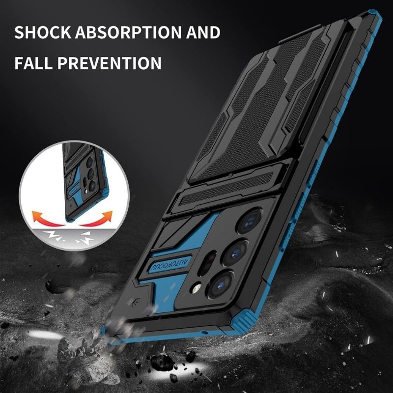 Shockproof Armor Case Plus Stand & Card Slot for Samsung and iPhone