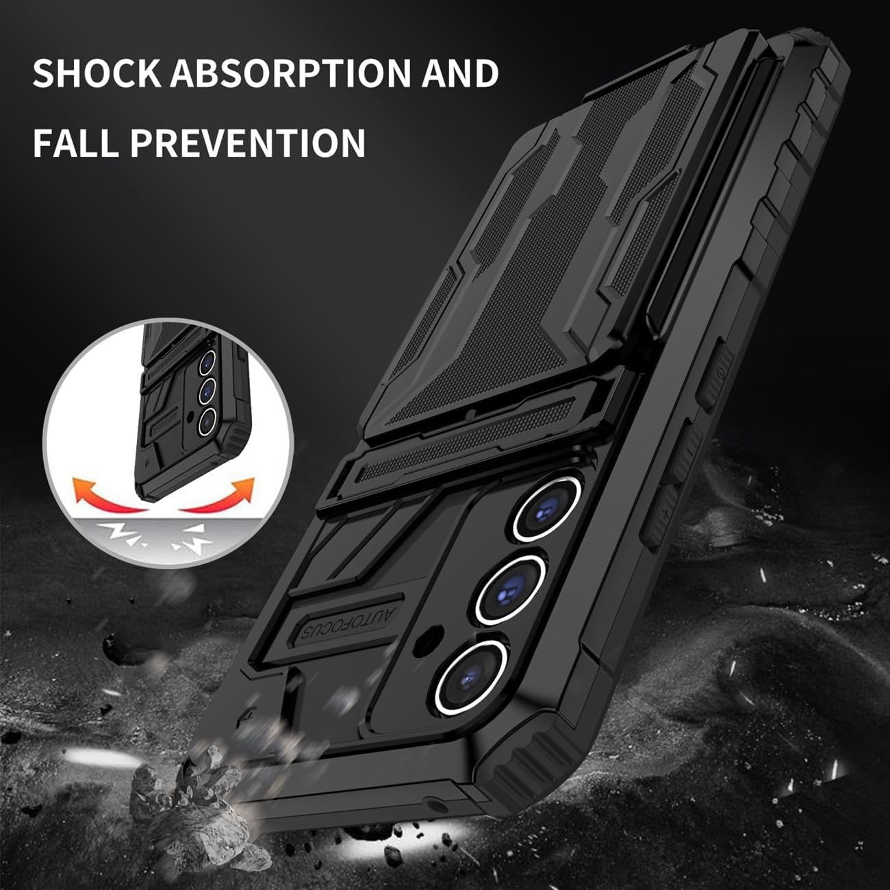 Shockproof Armor Case Plus Stand & Card Slot for Samsung and iPhone
