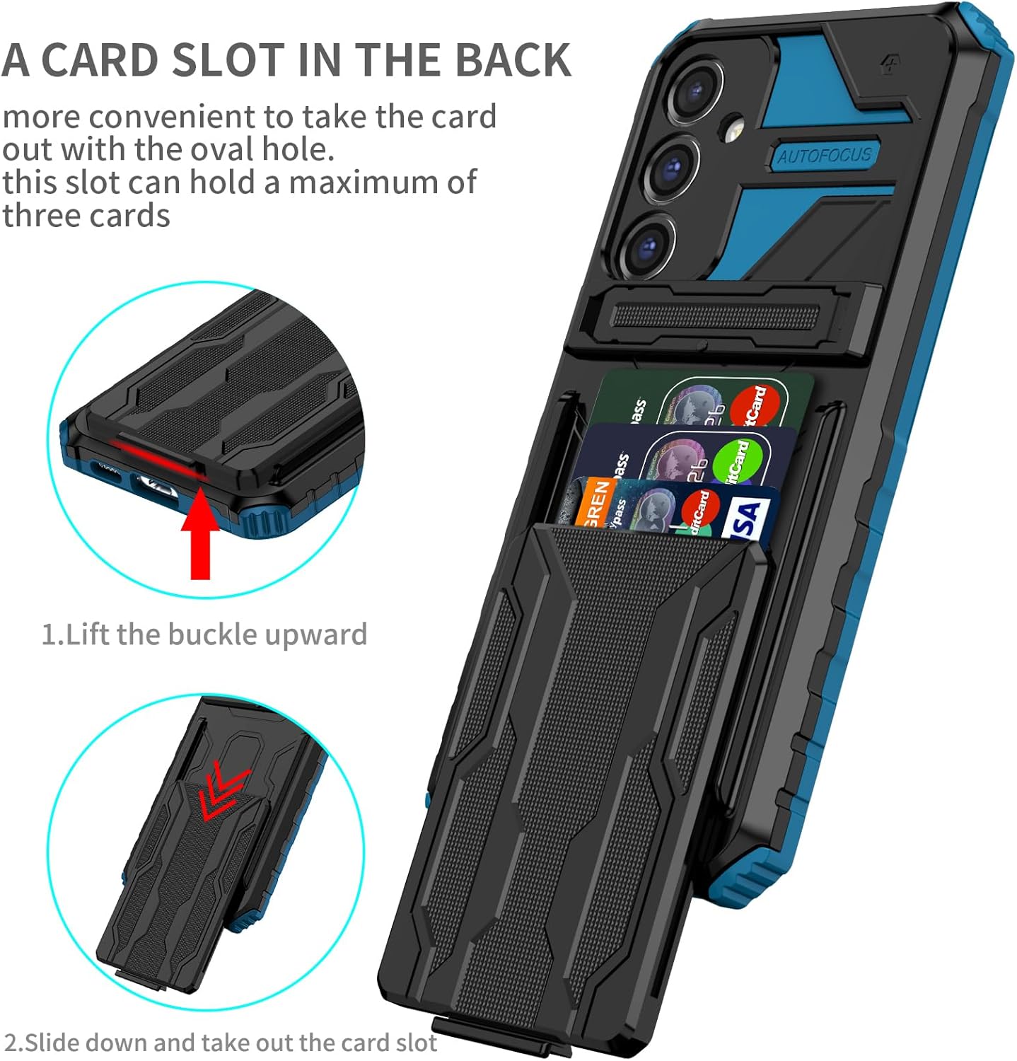 Shockproof Armor Case Plus Stand & Card Slot for Samsung and iPhone