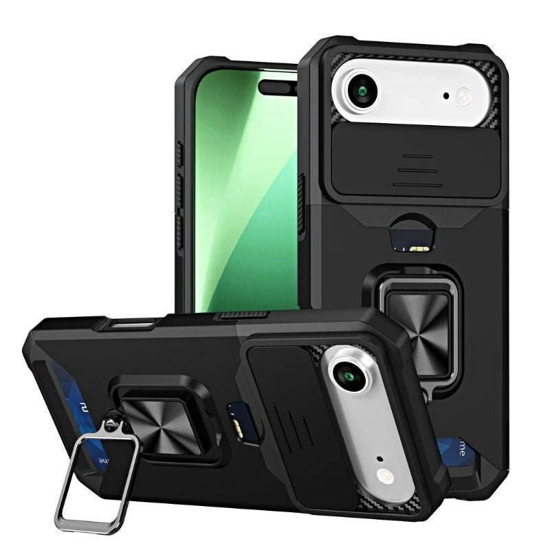 Shockproof Armor Case with Ring Stand, Camera Protection & Card Slot For Samsung and iPhone