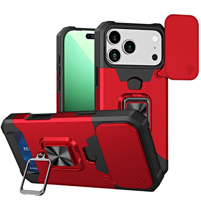 Shockproof Armor Case with Ring Stand, Camera Protection & Card Slot For Samsung and iPhone