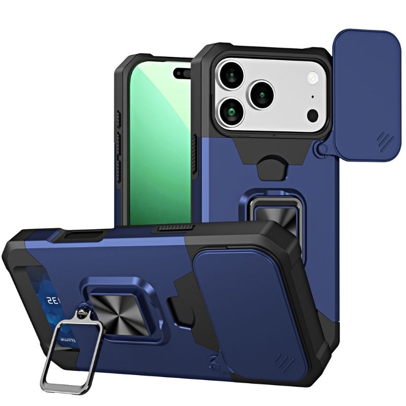 Shockproof Armor Case with Ring Stand, Camera Protection & Card Slot For Samsung and iPhone