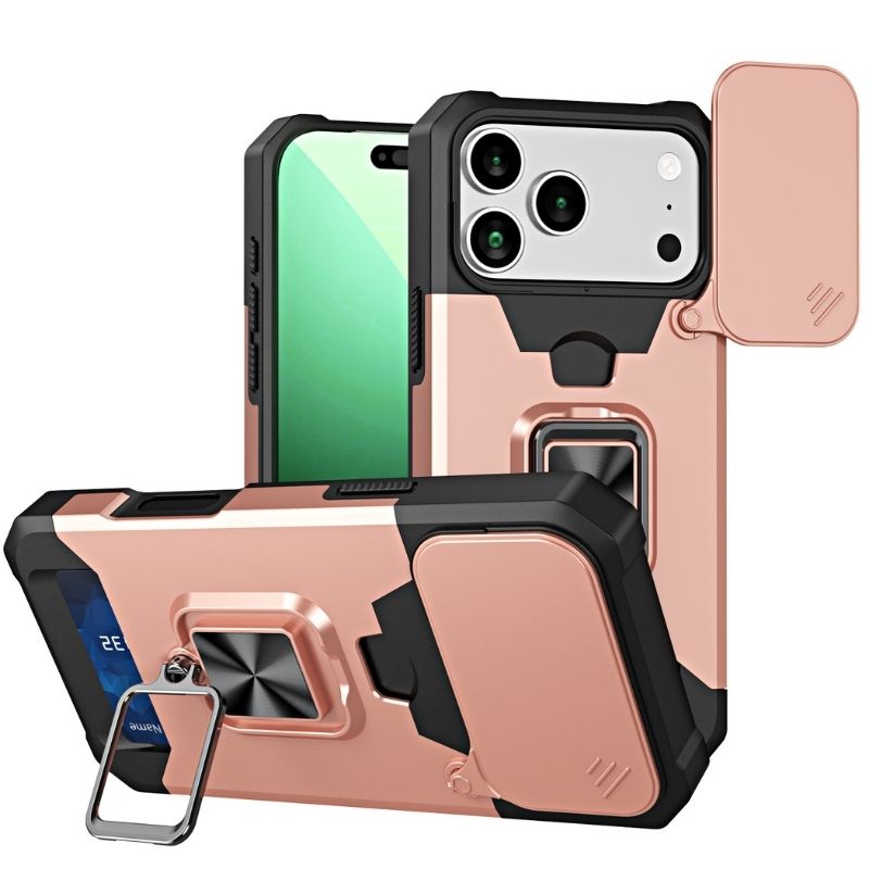 Shockproof Armor Case with Ring Stand, Camera Protection & Card Slot For Samsung and iPhone