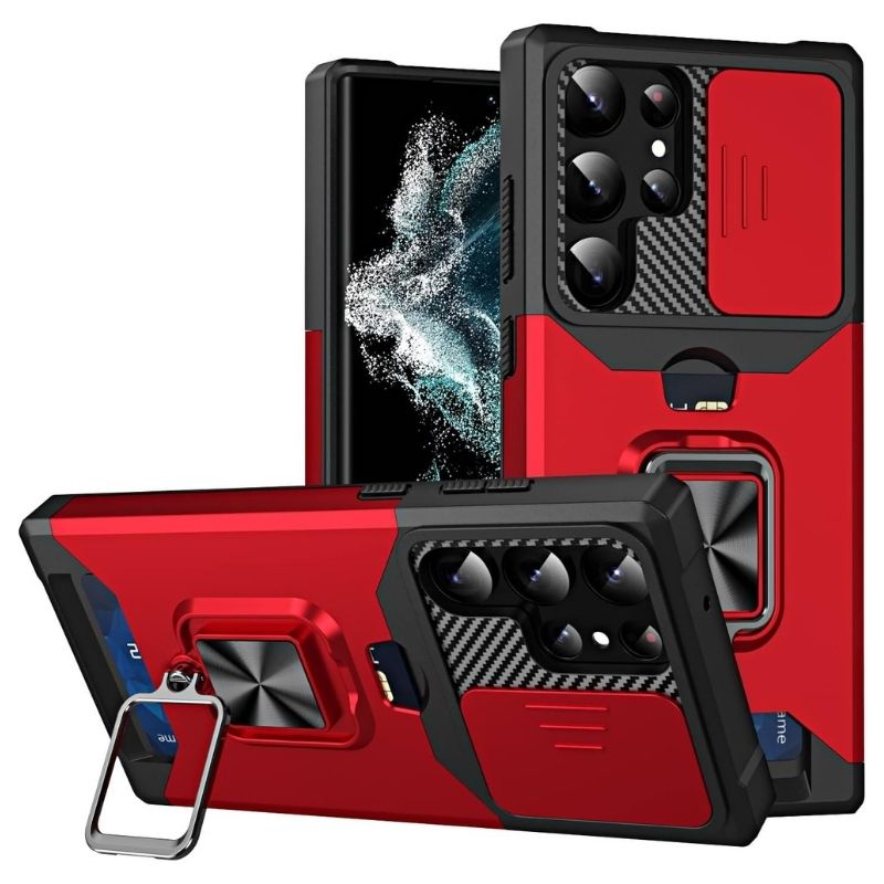 Shockproof Armor Case with Ring Stand, Camera Protection & Card Slot For Samsung and iPhone