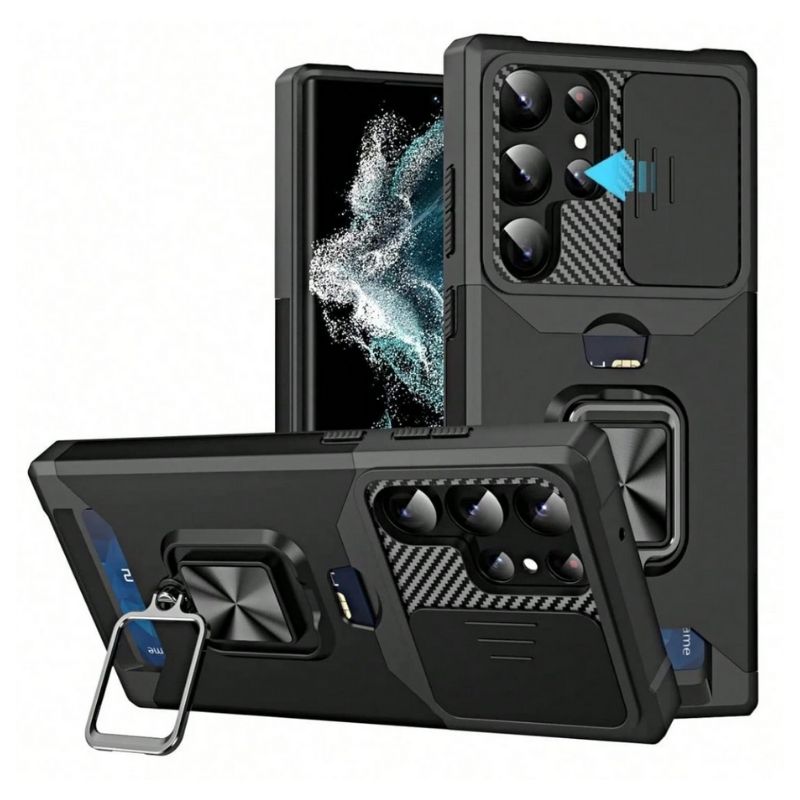 Shockproof Armor Case with Ring Stand, Camera Protection & Card Slot For Samsung and iPhone