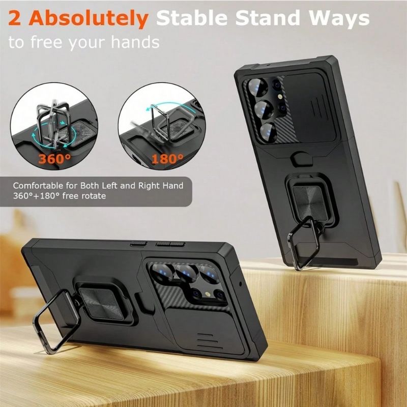 Shockproof Armor Case with Ring Stand, Camera Protection & Card Slot For Samsung and iPhone