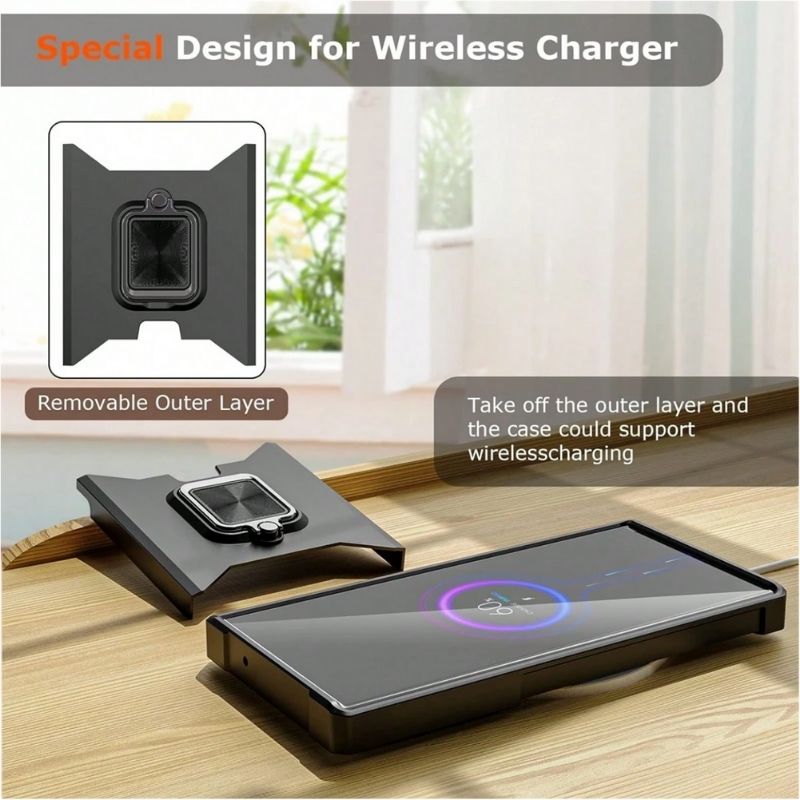 Shockproof Armor Case with Ring Stand, Camera Protection & Card Slot For Samsung and iPhone