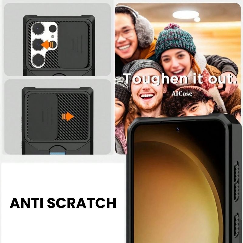 Shockproof Armor Case with Ring Stand, Camera Protection & Card Slot For Samsung A