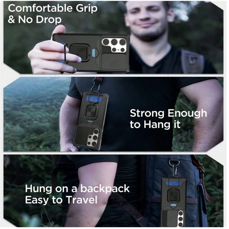 Shockproof Armor Case with Ring Stand, Camera Protection & Card Slot For Samsung A