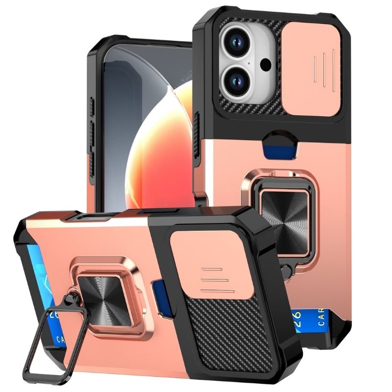 Shockproof Armor Case with Ring Stand, Camera Protection & Card Slot For Samsung and iPhone