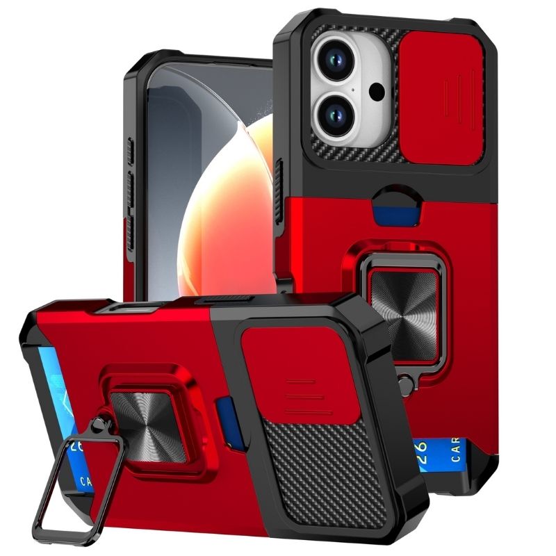 Shockproof Armor Case with Ring Stand, Camera Protection & Card Slot For Samsung and iPhone