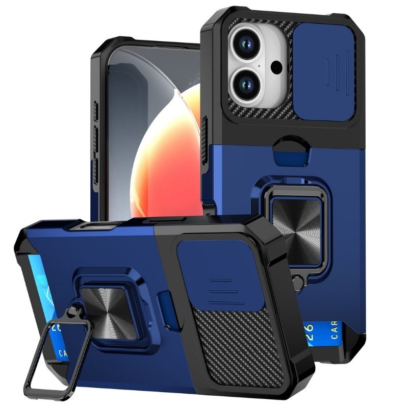 Shockproof Armor Case with Ring Stand, Camera Protection & Card Slot For Samsung and iPhone