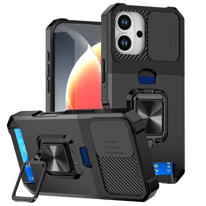 Shockproof Armor Case with Ring Stand, Camera Protection & Card Slot For Samsung and iPhone