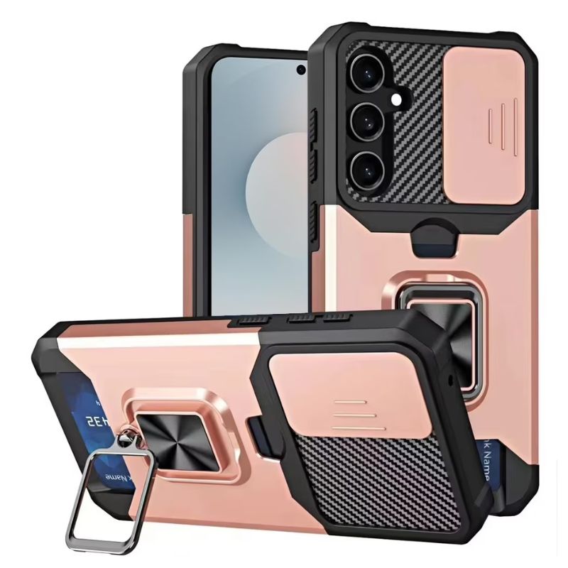 Shockproof Armor Case with Ring Stand, Camera Protection & Card Slot For Samsung and iPhone
