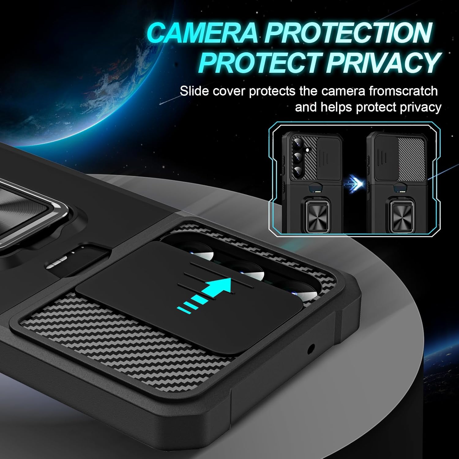 Shockproof Armor Case with Ring Stand, Camera Protection & Card Slot For Samsung A