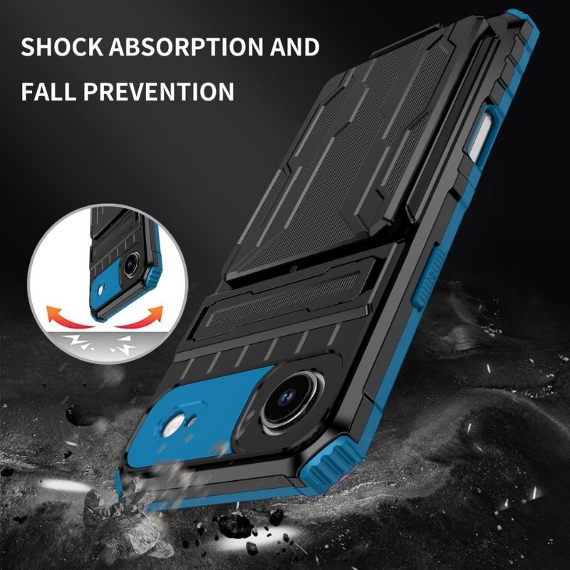 Shockproof Armor Case Plus Stand & Card Slot for Samsung and iPhone