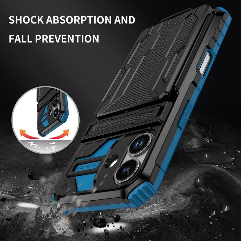 Shockproof Armor Case Plus Stand & Card Slot for Samsung and iPhone