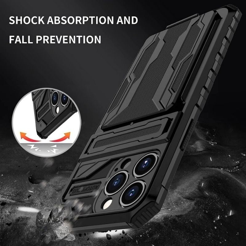 Shockproof Armor Case Plus Stand & Card Slot for Samsung and iPhone