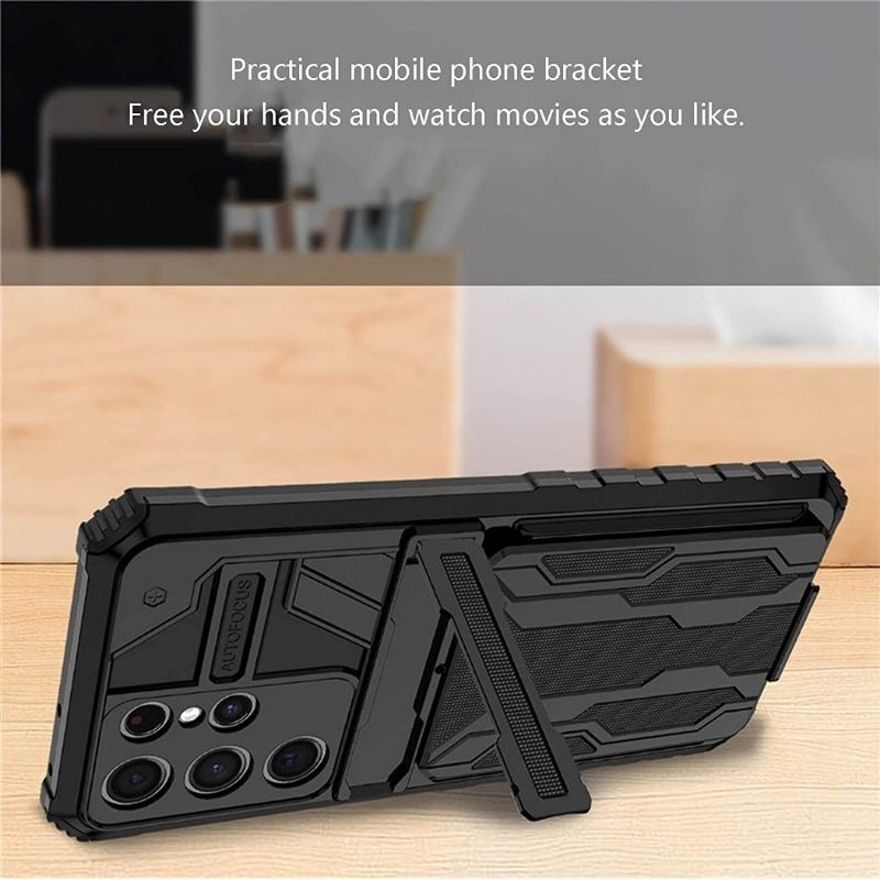 Shockproof Armor Case Plus Stand & Card Slot for Samsung and iPhone