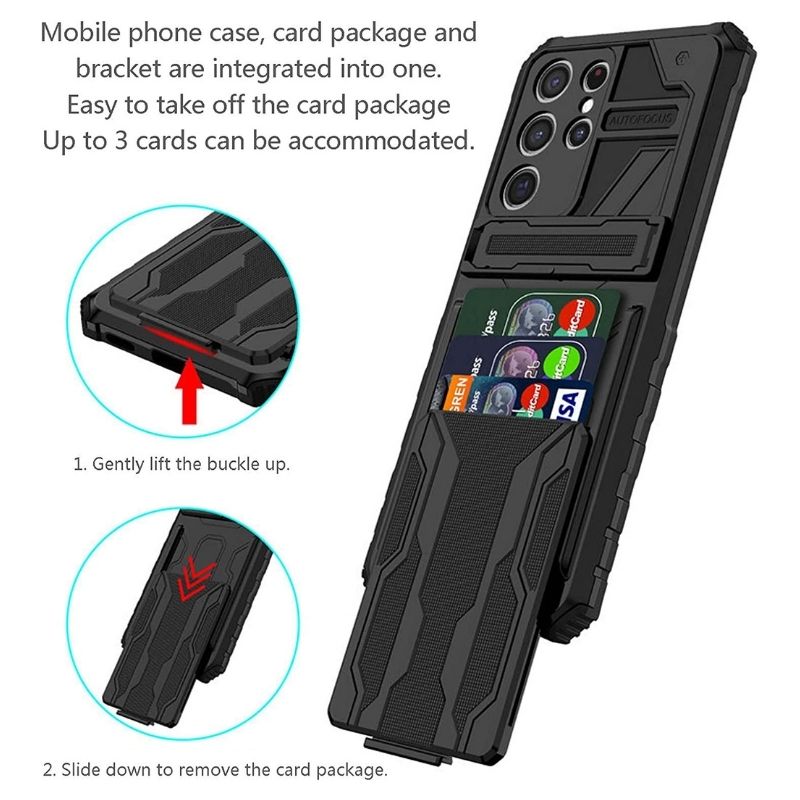 Shockproof Armor Case Plus Stand & Card Slot for Samsung and iPhone
