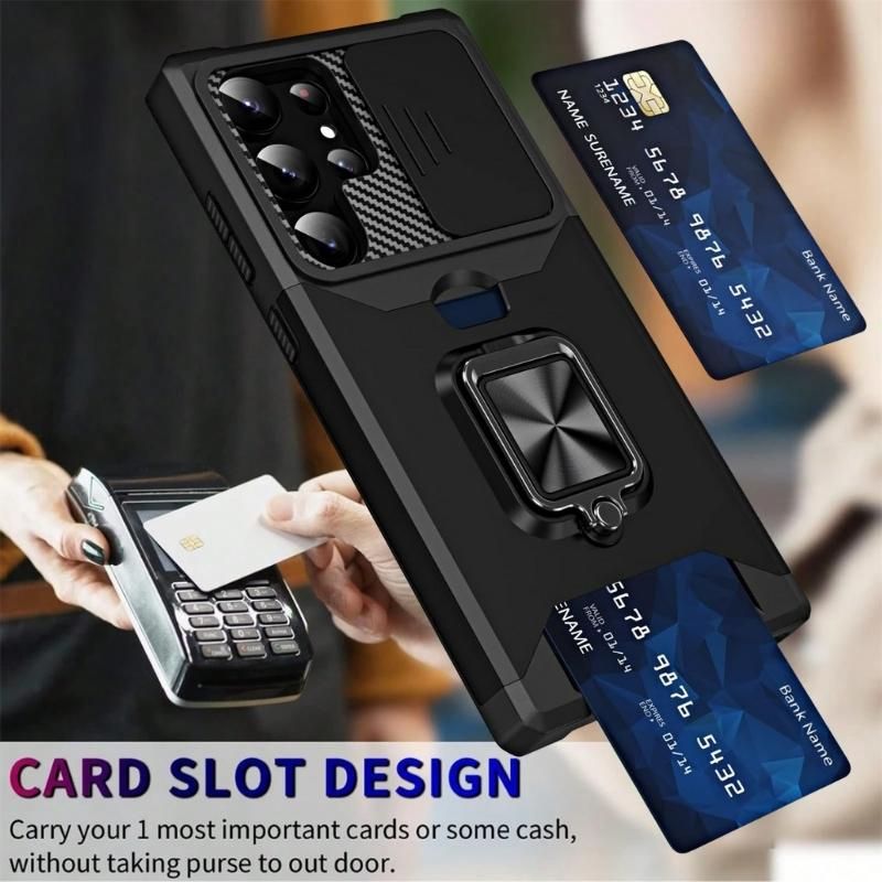 Shockproof Armor Case with Ring Stand, Camera Protection & Card Slot For Samsung and iPhone