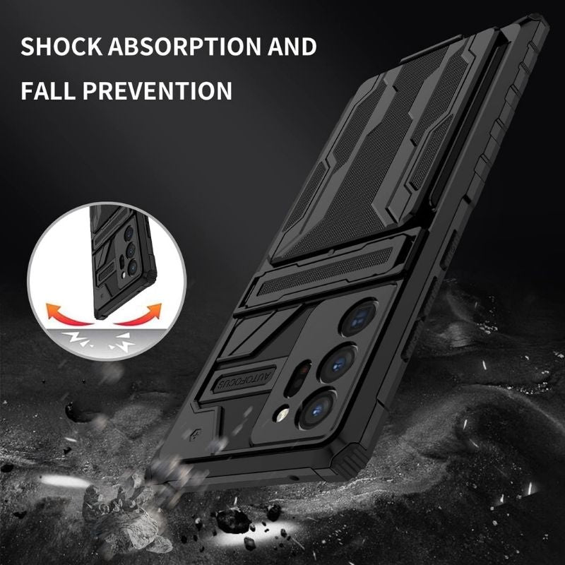 Shockproof Armor Case Plus Stand & Card Slot for Samsung and iPhone