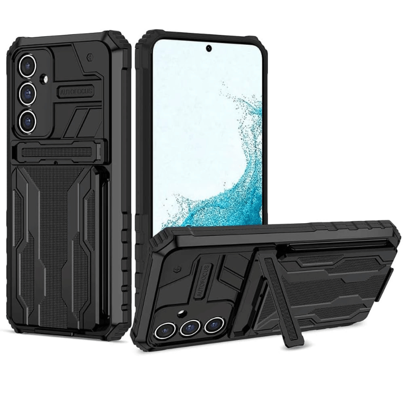 Shockproof Armor Case Plus Stand & Card Slot for Samsung and iPhone