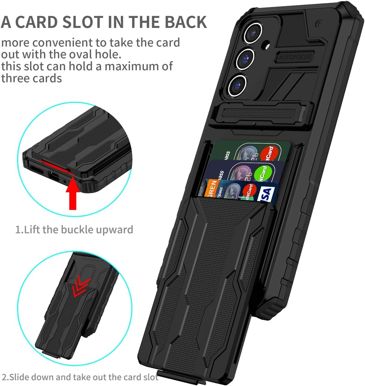 Shockproof Armor Case Plus Stand & Card Slot for Samsung and iPhone