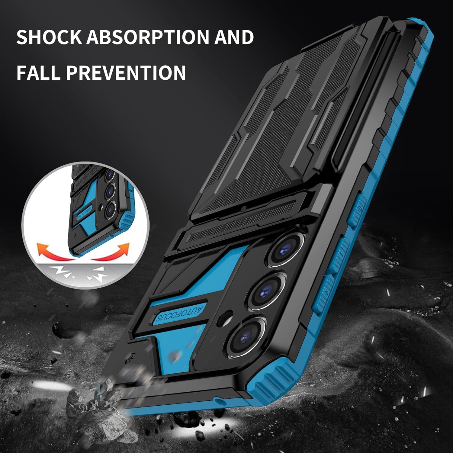 Shockproof Armor Case Plus Stand & Card Slot for Samsung and iPhone
