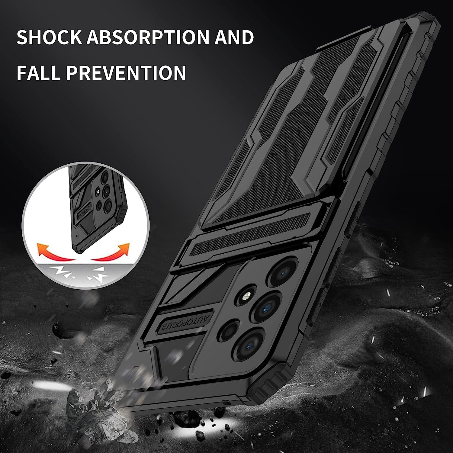 Shockproof Armor Case Plus Stand & Card Slot for Samsung and iPhone