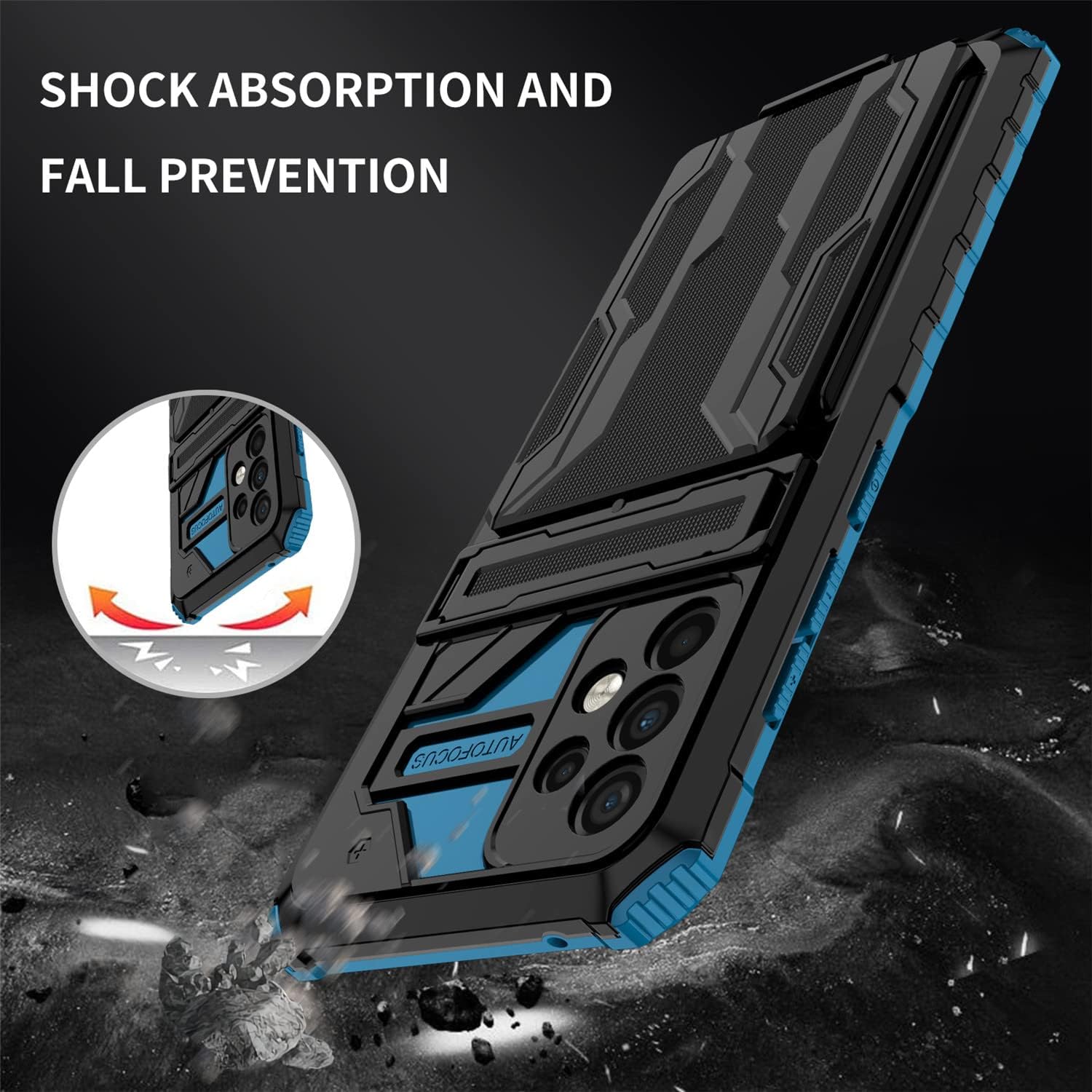 Shockproof Armor Case Plus Stand & Card Slot for Samsung and iPhone