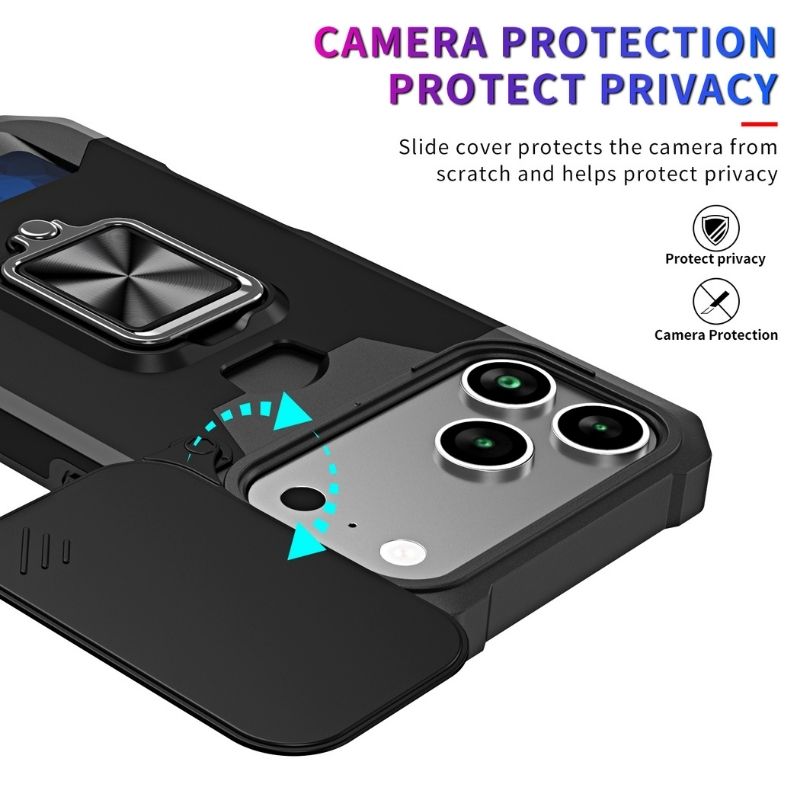Shockproof Armor Case with Ring Stand, Camera Protection & Card Slot For Samsung and iPhone