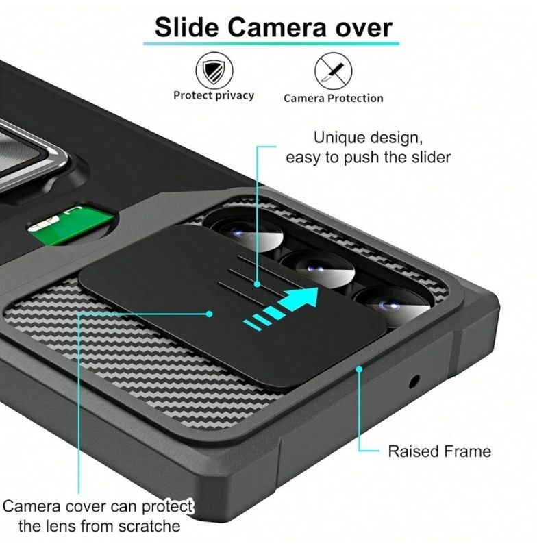 Shockproof Armor Case with Ring Stand, Camera Protection & Card Slot For Samsung and iPhone