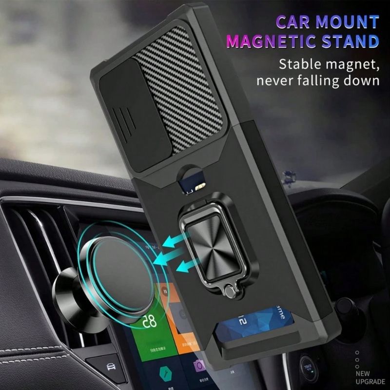 Shockproof Armor Case with Ring Stand, Camera Protection & Card Slot For Samsung and iPhone