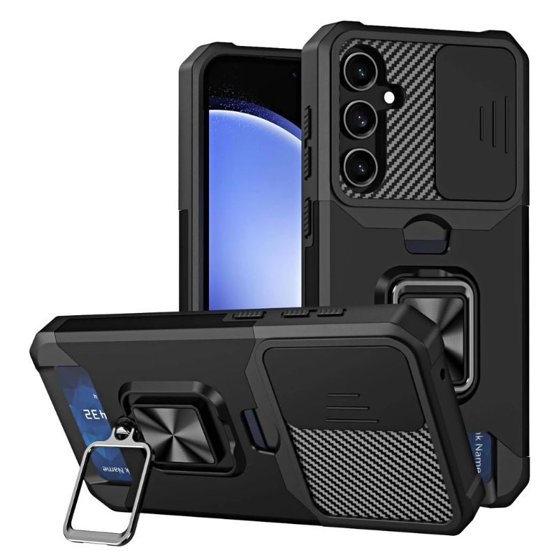 Shockproof Armor Case with Ring Stand, Camera Protection & Card Slot For Samsung and iPhone