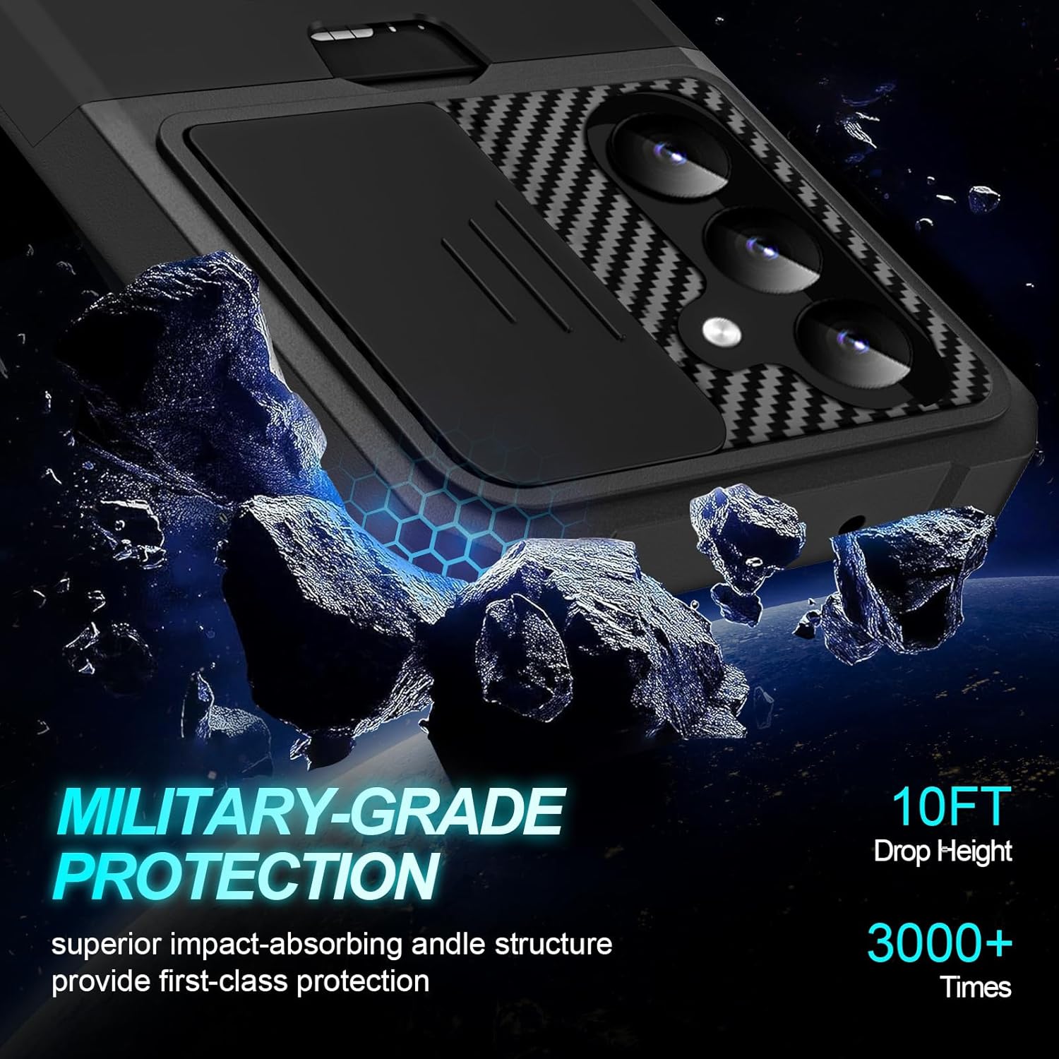 Shockproof Armor Case with Ring Stand, Camera Protection & Card Slot For Samsung A