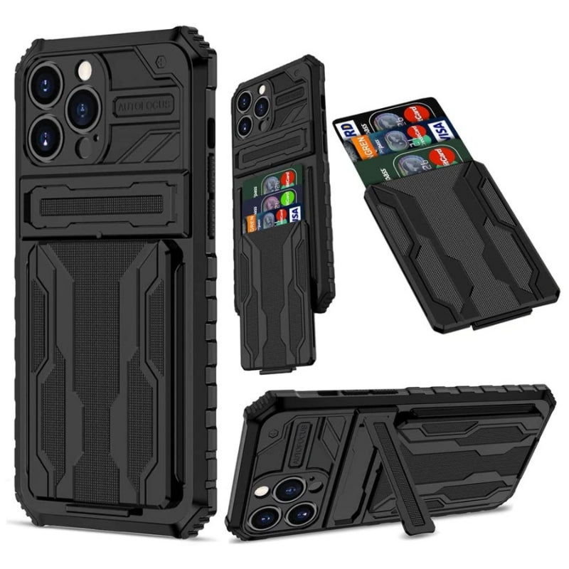 Shockproof Armor Case Plus Stand And Card Slot for iPhone and Samsung